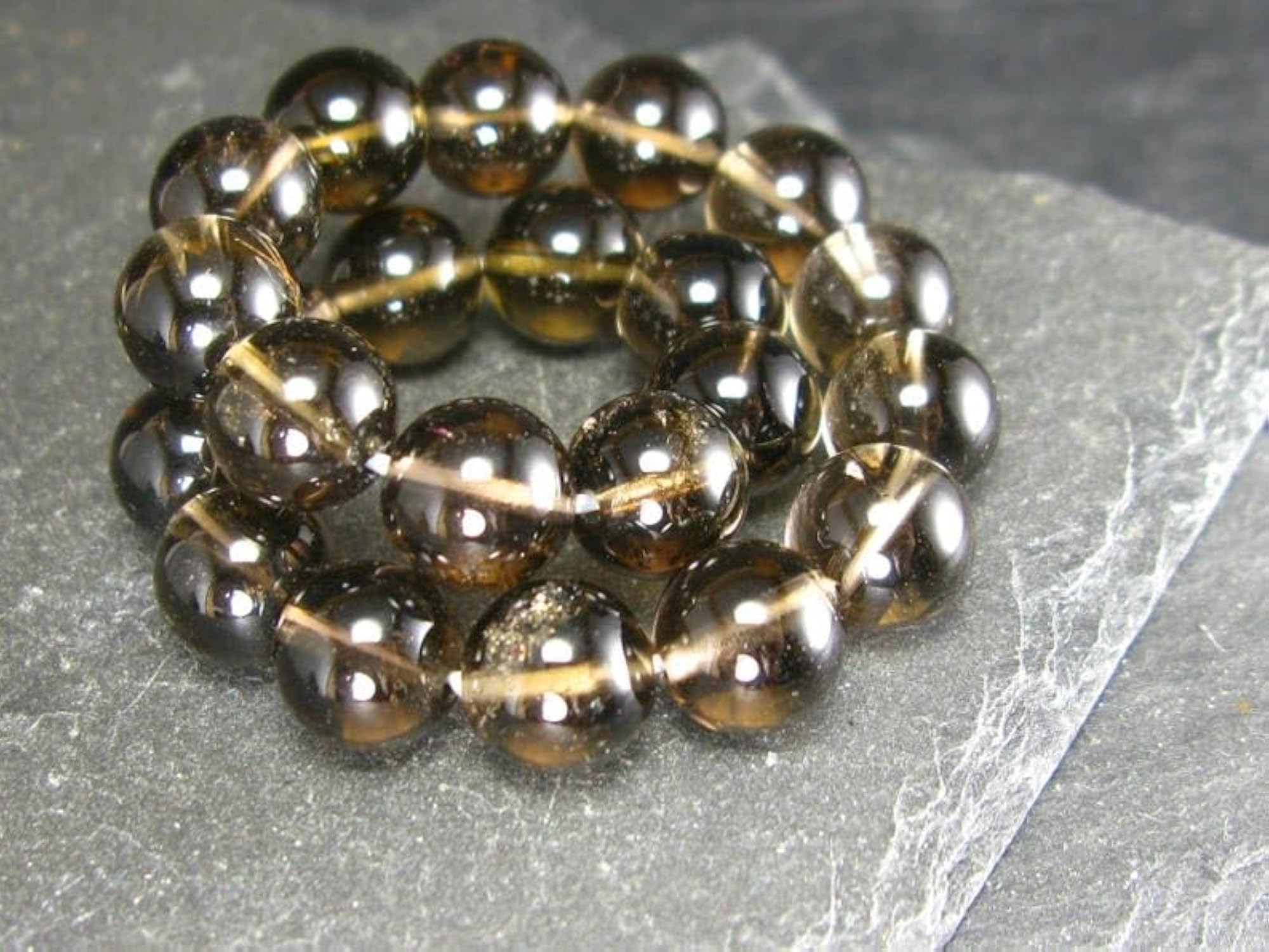Natural Smoky Quartz 8mm Round Bead Stretchable Bracelet