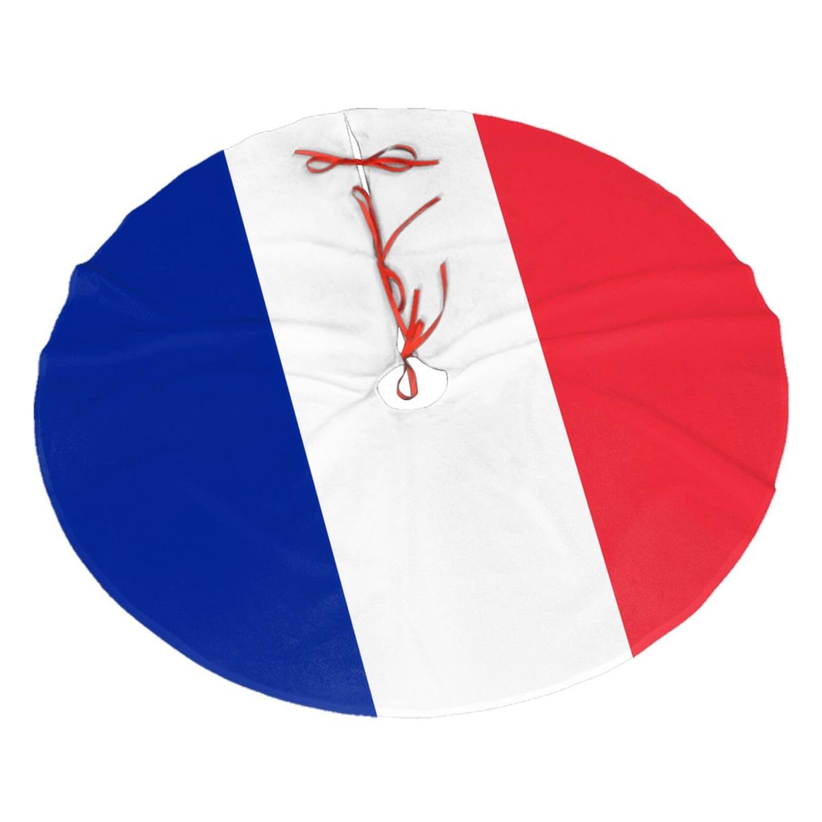 French Flag Printed Christmas Tree Skirt Christmas Plush Tree Skirt 36 inches (about91 cm) ChristmasIndoor and Outdoor