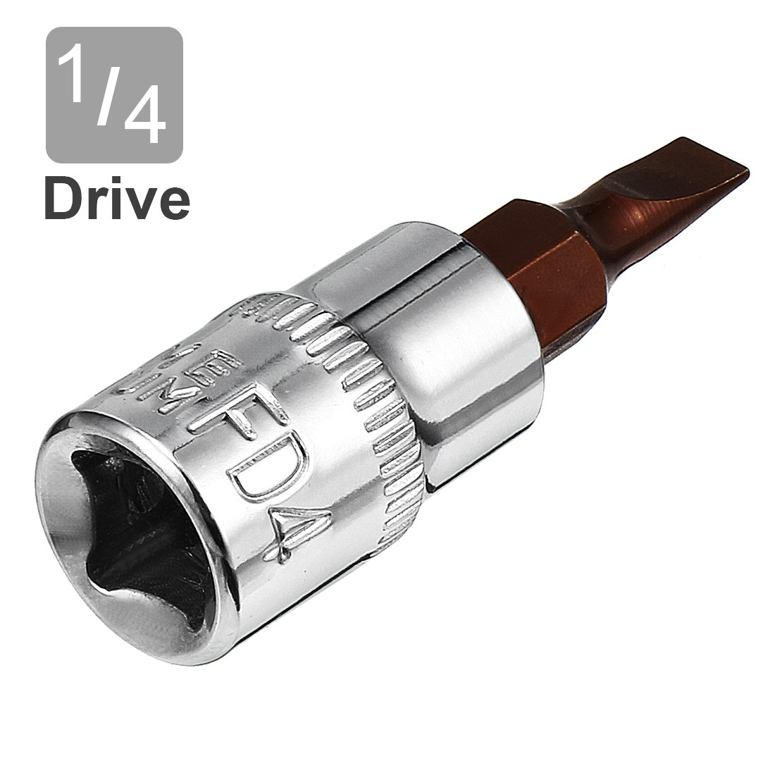Sourcingmap 2pcs 1/4" Drive x 4mm Slotted Bit Socket, S2 Steel Bits CR-V Sockets 1.5" Length Use with Ratchet Wrench - Image 3