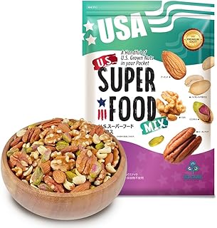 U.S.スーパーフード5種ミックスナッツ 素焼き (アーモンド・くるみ・ピーナッツ・ピーカンナッツ・ピスタチオ) アメリカ直輸入 大袋 アルミチャック付き袋 無塩 防災食品 非常食 保存食 産地直輸入