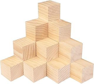 20 Packs Wooden Blocks for Crafts, 2.36 Inch Pine Wood Cubes, 6 x 6 x 6 cm Wooden Cubes for Paint, Stamp, Decorate, DIY Projects and Personalized Gifts,by GNIEMCKIN.