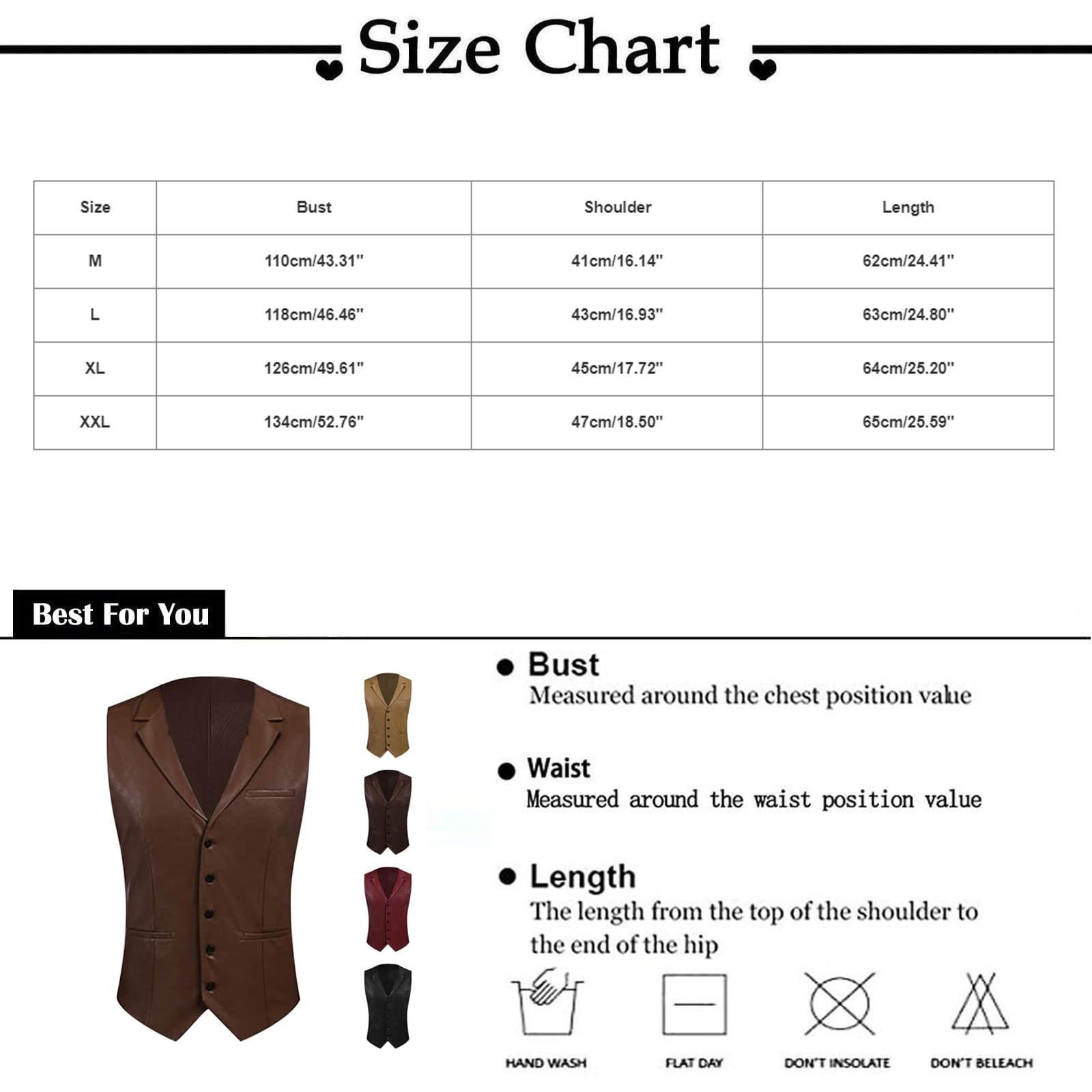 Gilet vintage da uomo, elegante, in pelle, con risvolto, scollo a V, con bottoni, con molte tasche, da uomo, per feste formali