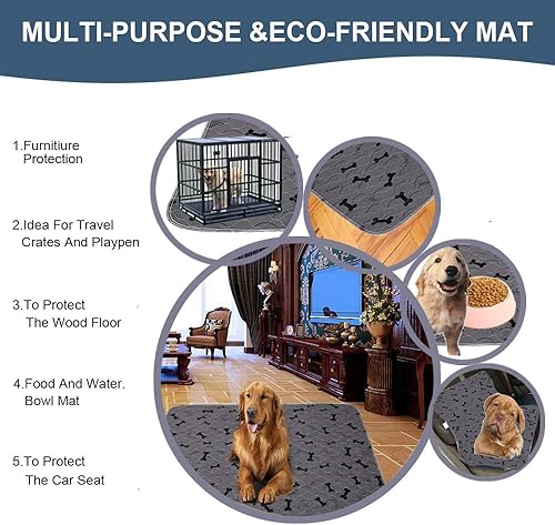 Miniatura 4 de JdPet - Tapete lavable para perro + guantes de aseo gratis, tapete antideslizantes para perros con gran poder de absorción de orina, reutilizable,