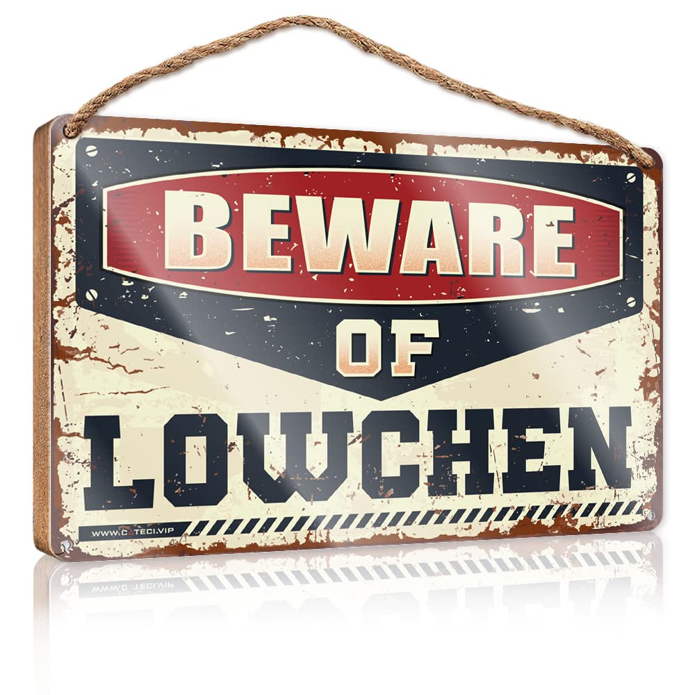 DTHA Hanging Decor Wood Beware Of Lowchen Wooden Sign Vintage Decor Room Decor For Men(15X28CM)