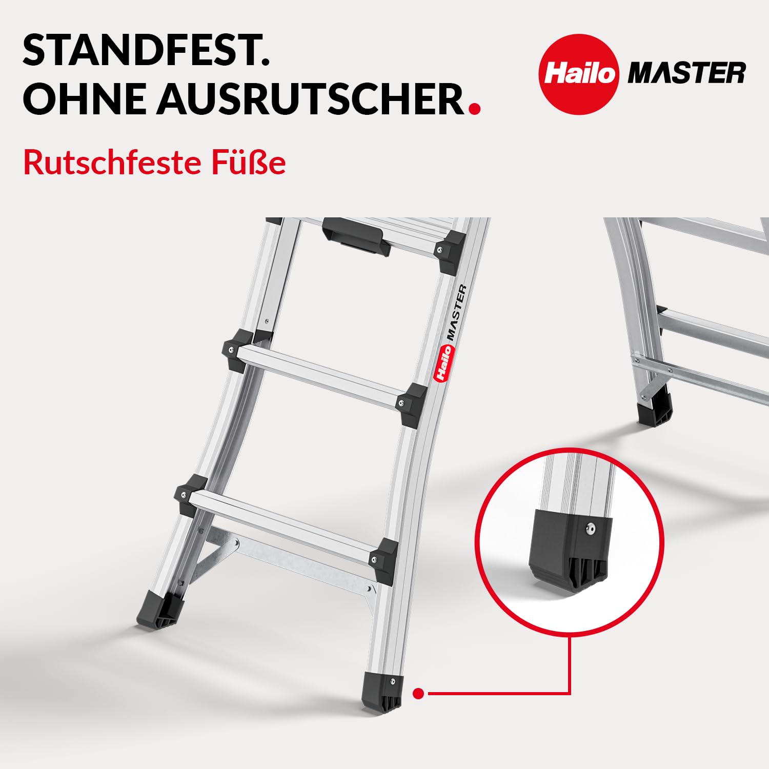 Hailo Master DTL100 Topline Teleskopleiter - ausziehbare, klappbare Aluminium-Leiter - Höhe verstellbar bis 1,31 m - 2 x 4, 5 oder 6 Stufen nutzbar - Gewicht: 8,9 kg