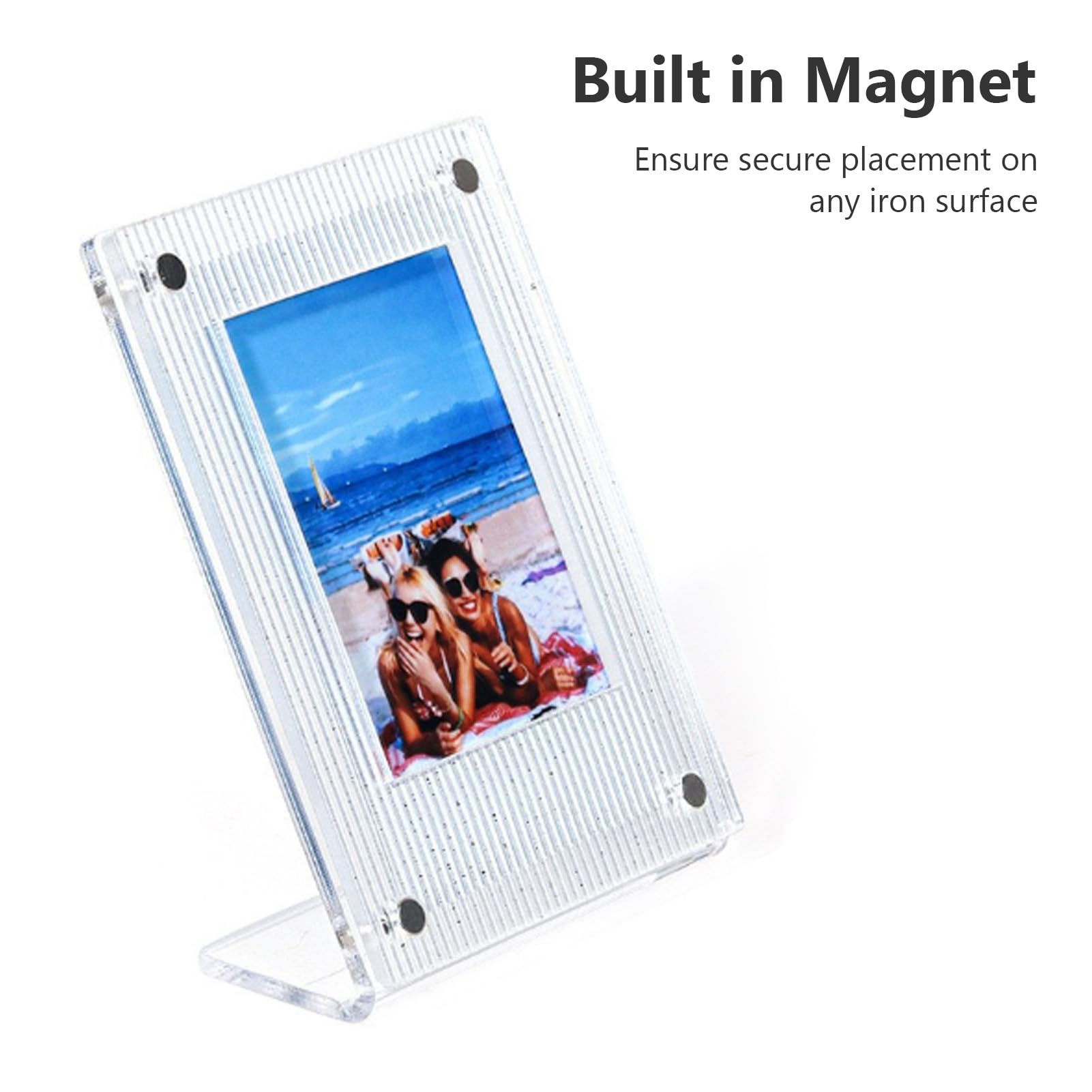 Cornice per Foto da 7,6 Cm, Cornice per Foto in Acrilico Trasparente Universale, Magnete Integrato, Mini Portafoto Decorativo per Foto di Biglietti per Film (Trasparente (motivo