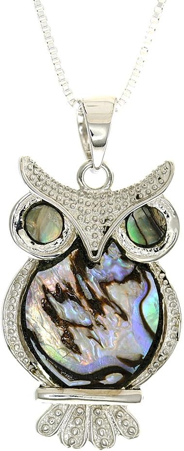 Heart Beats Sterling Silver Eurasian-Eagle-OWL Abalone Optional,Necklace, Earrings or Necklace/Earrings Set (Necklace Earrings Sets)