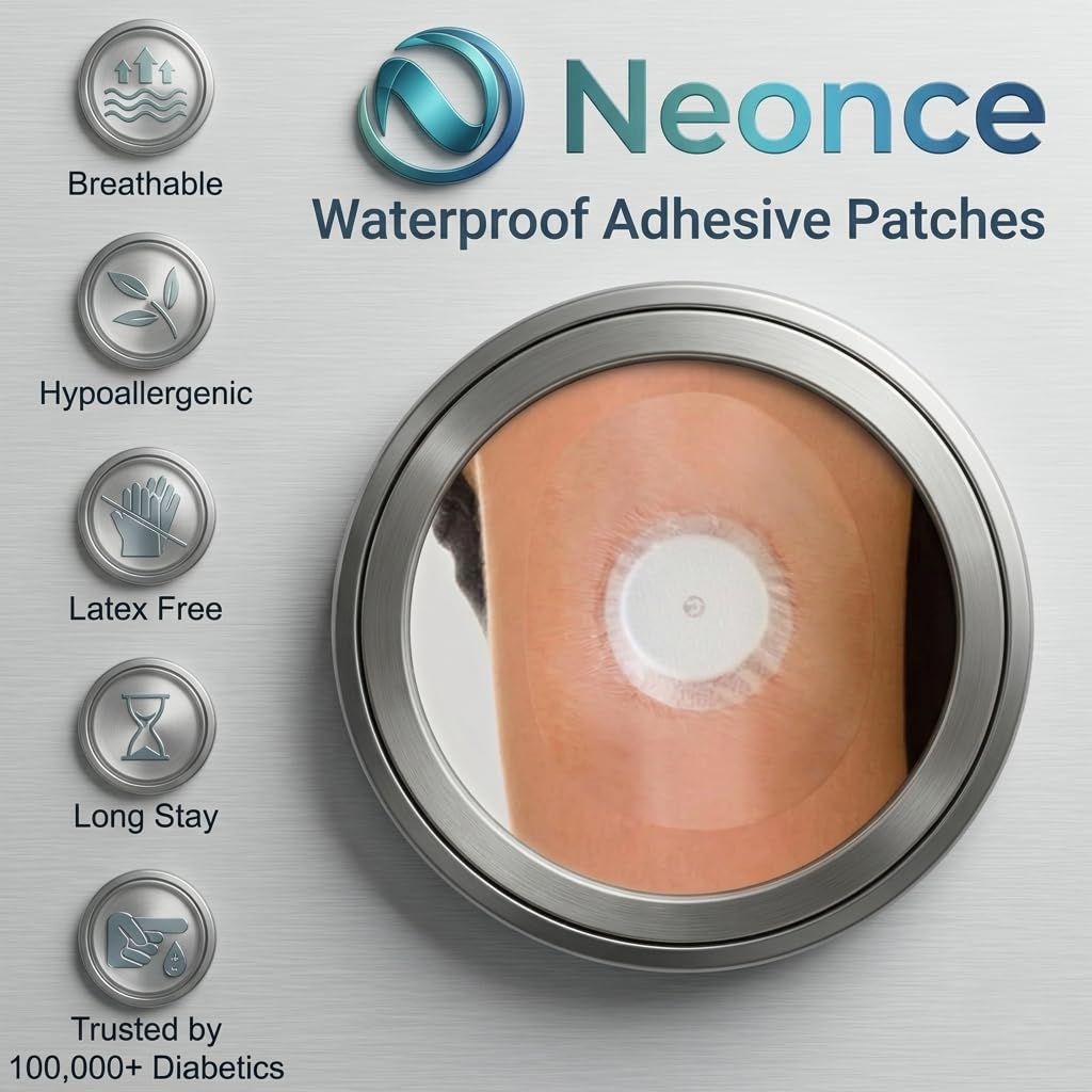 Neonce CGM Sensor Protection Patches Pack of 10, Adhesive Overpatches for Continuous Glucose Monitor Sensors, Water-Resistant Breathable Covers for Active Daily Wear