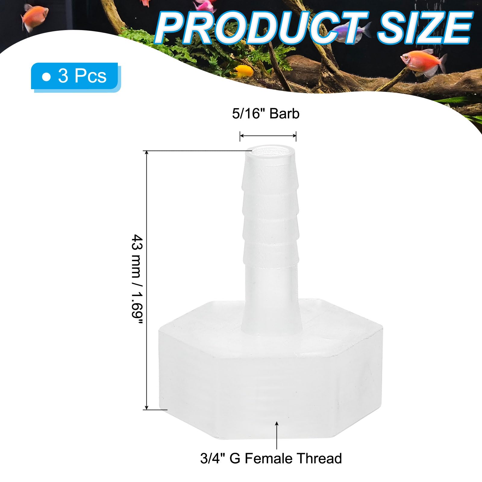 PATIKIL Raccordi per Tubo Flessibile in Plastica 5/16" x 3/4" G Filettatura Femmina per Acqua Aria Gas