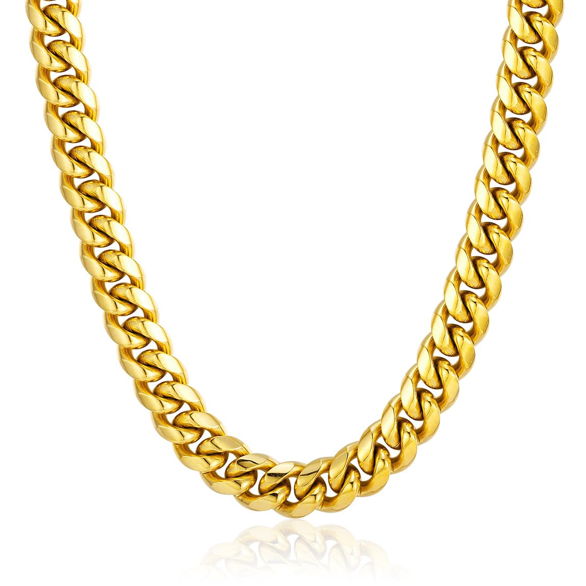 ChainsPro メンズ チャンキーマイアミキューバチェーンネックレス 幅4.8/6/10/14mm 長さ18/20/22/24/26/28/30インチ ゴールドメッキ/ステンレススチール/ブラック ギフトボックス付き, 金属