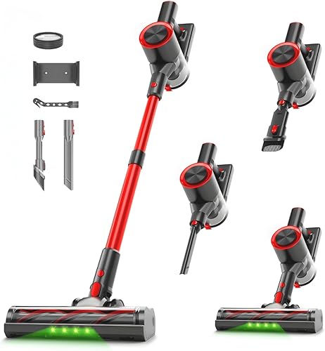 Miniatura 1 de Aspiradora inalámbrica, potente aspiradora de succión de 45 Kpa con faro LED, batería desmontable, aspiradoras de mano ligeras 8 en 1 para alfombras