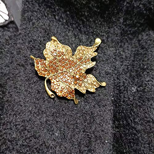 Image of Antique Plated Maple Leaves Brooch Suit Sweater Collar Lapel Metal Pin Leaves Brooches Accessories