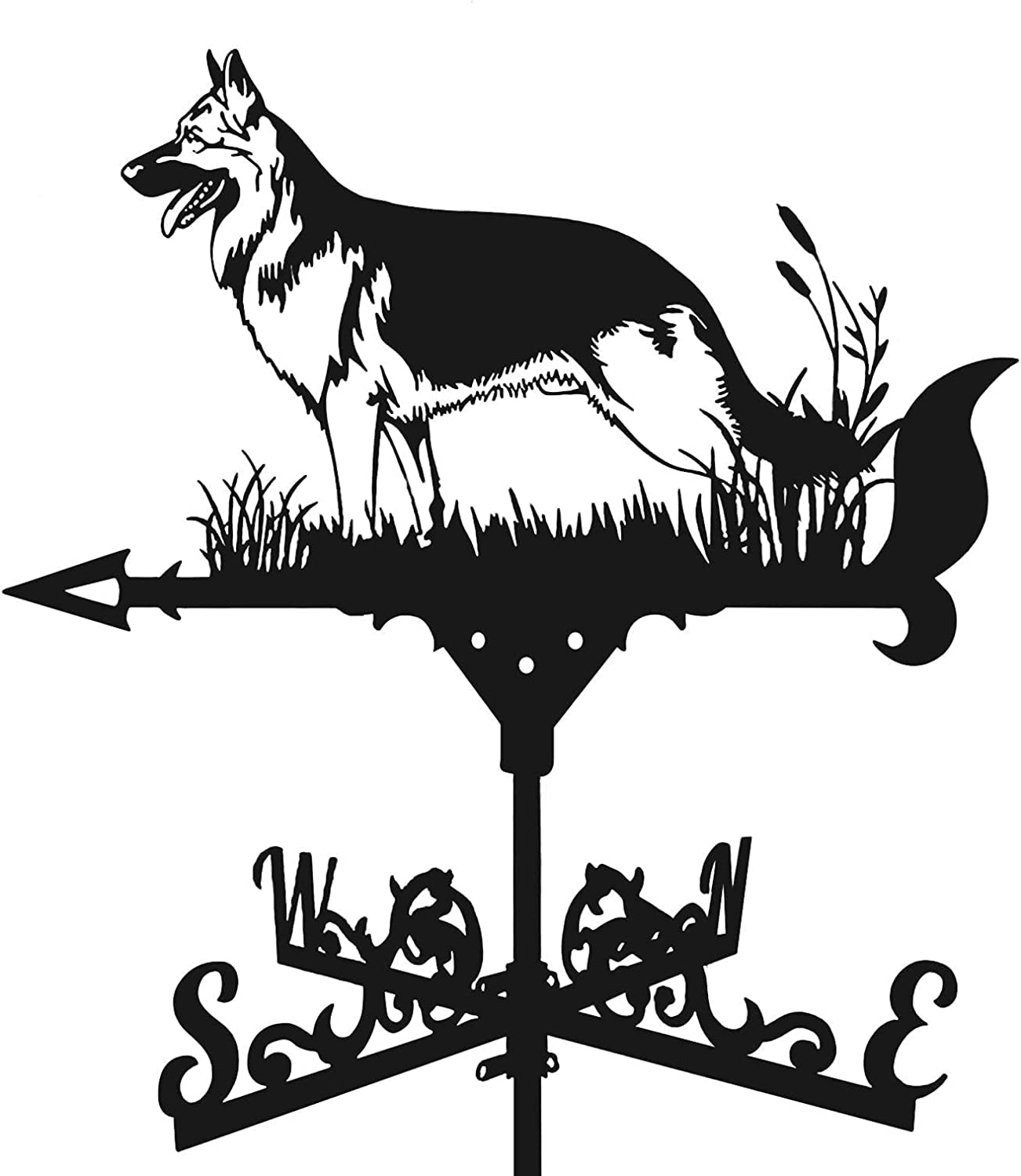 TAXXII Weathervanes for Garden Metal Wind Vane Roof Mount Weathervan Halloween Weather Vanes Roofs, Yard, Cupola/Shepherd Dog/62 * 32Cm