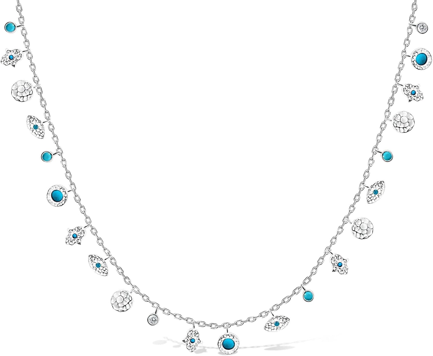 Alef Bet by Paula Hamsa and Evil Eye Necklace - Solid 925 Sterling Silver Protection Amulet - Dainty Double Charm Necklace for Luck & Success - 1/4" Charms on Adjustable 16"+2" Chain