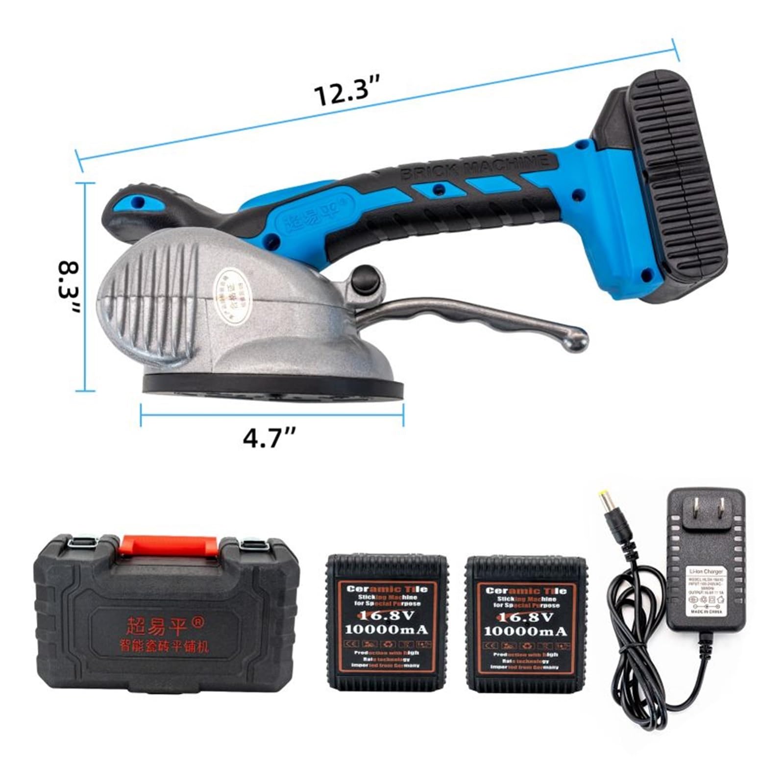 Máquina niveladora de baldosas por vibración, automática, 6 velocidades, 15 000 VPM, mano, 16,8 V, 10 mAh, 2 baterías Para uso de bricolaje