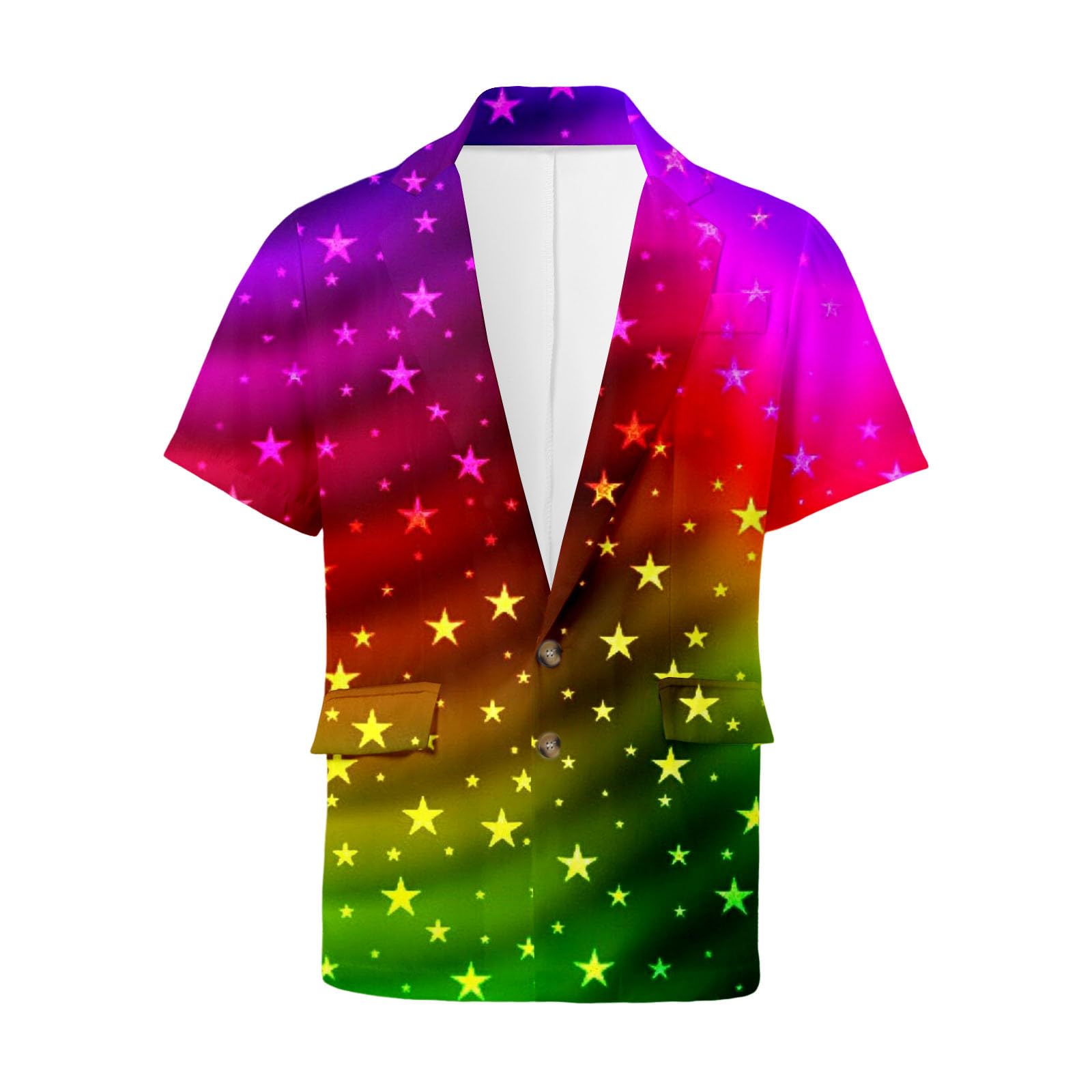 Conjunto chaqueta de traje manga corta hombre estampado arco iris 2 piezas pantalones cortos para playa orgullo gay