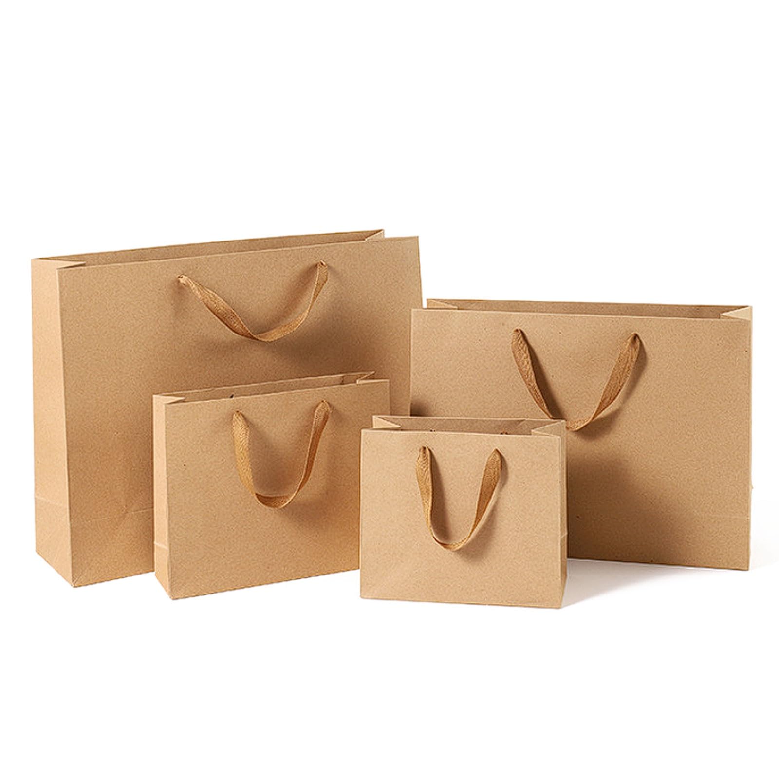 Wytrzymałe torby papierowe Kraft z uchwytem z bawełnianej linki, torby na zakupy na ubrania, kwiaty i okulary, opakowanie 20 opakowań na prezenty (32 x 11,5 x 28 cm)