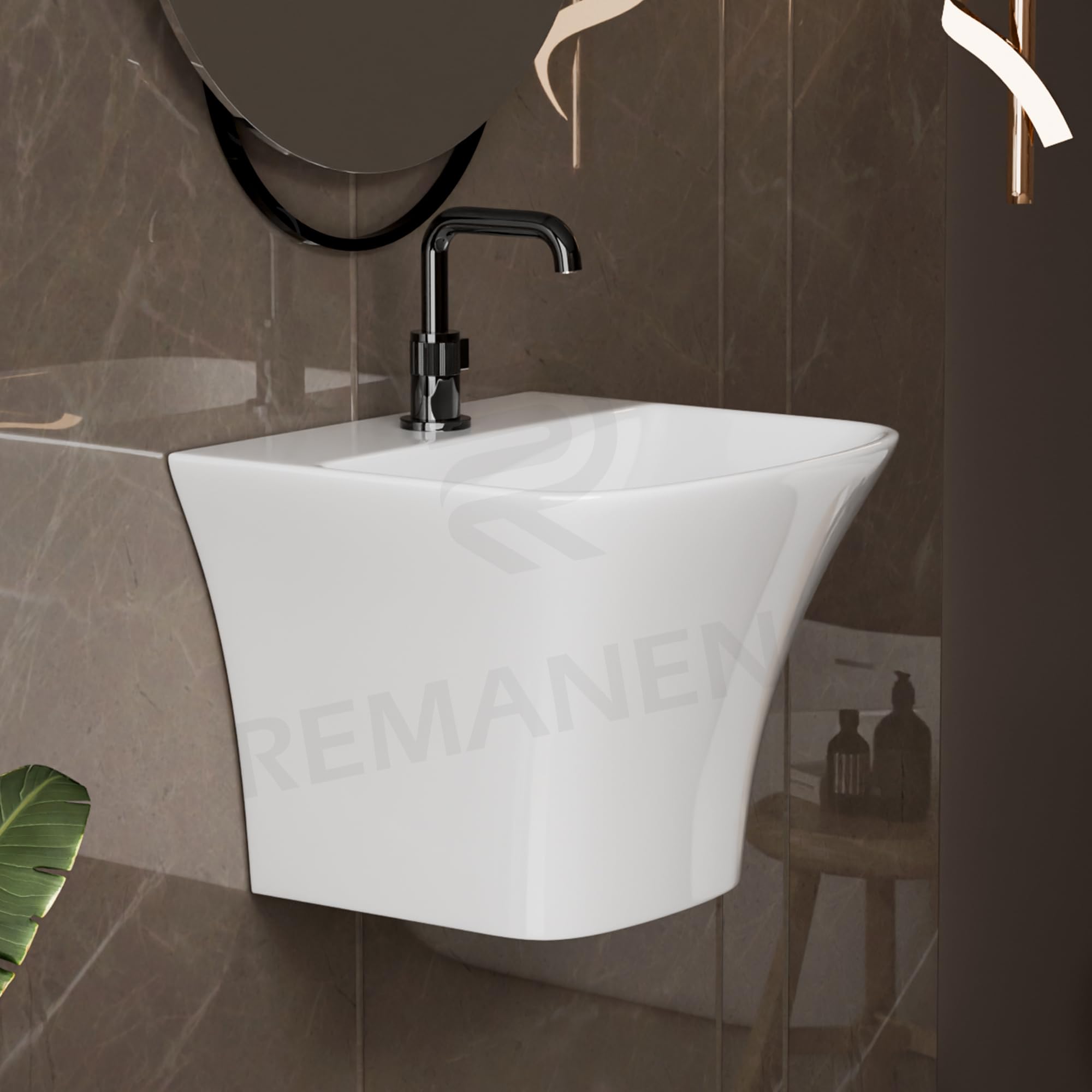 Luxury Wall Mounted Wash Basin - White Ceramic -1