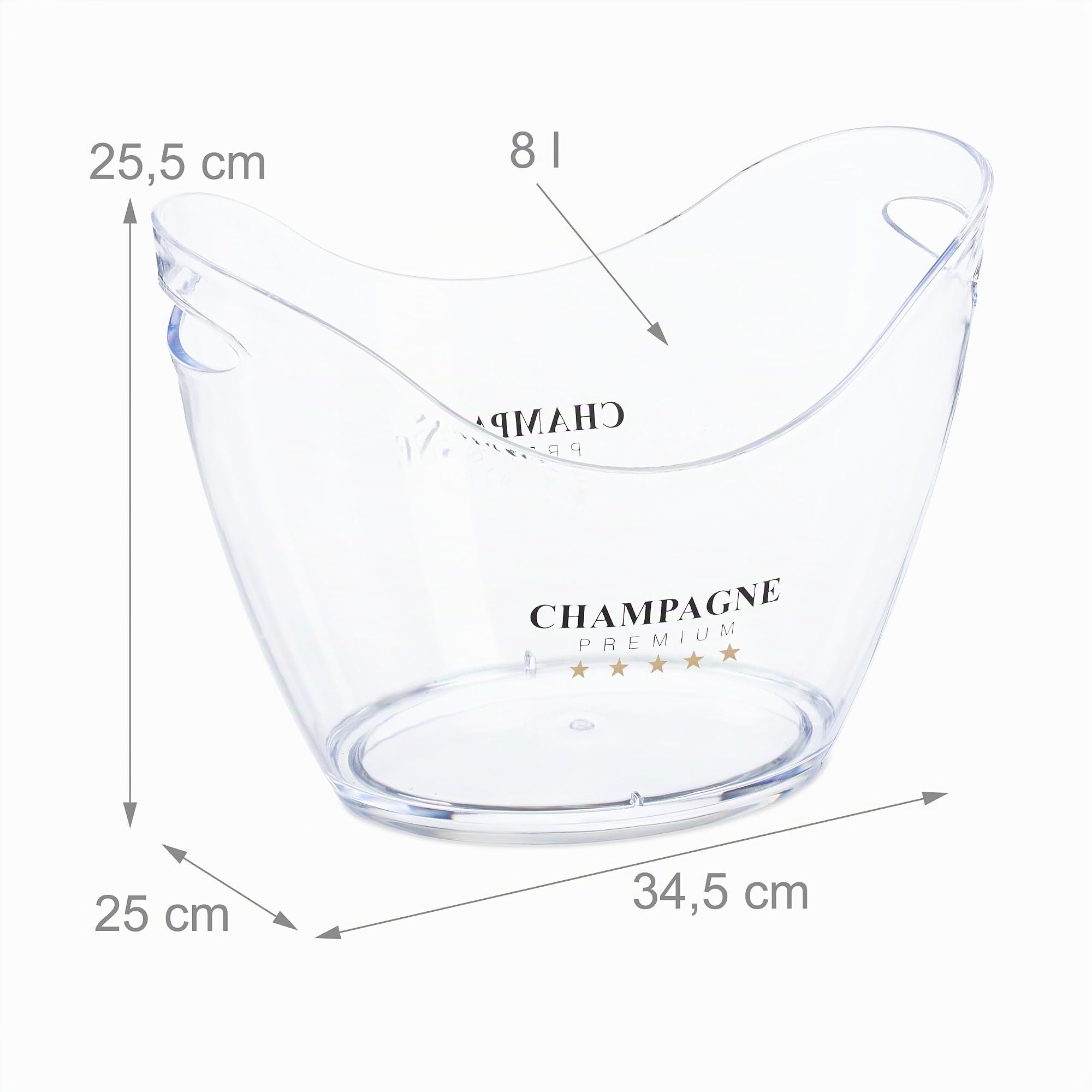 Relaxdays Cubitera para Botellas, 8L Volumen, Enfriador Bebidas, Champanera, Cava, Champán, Vino, Plástico, Transparente