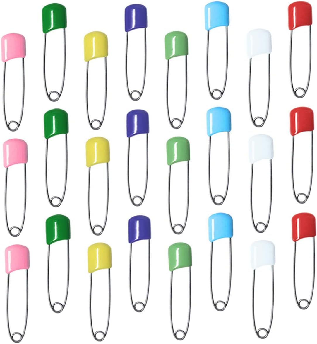 DOITOOL Steel Diaper Pin for Pin 100pcs Plastic Head for Nappies Bibs and Blankets