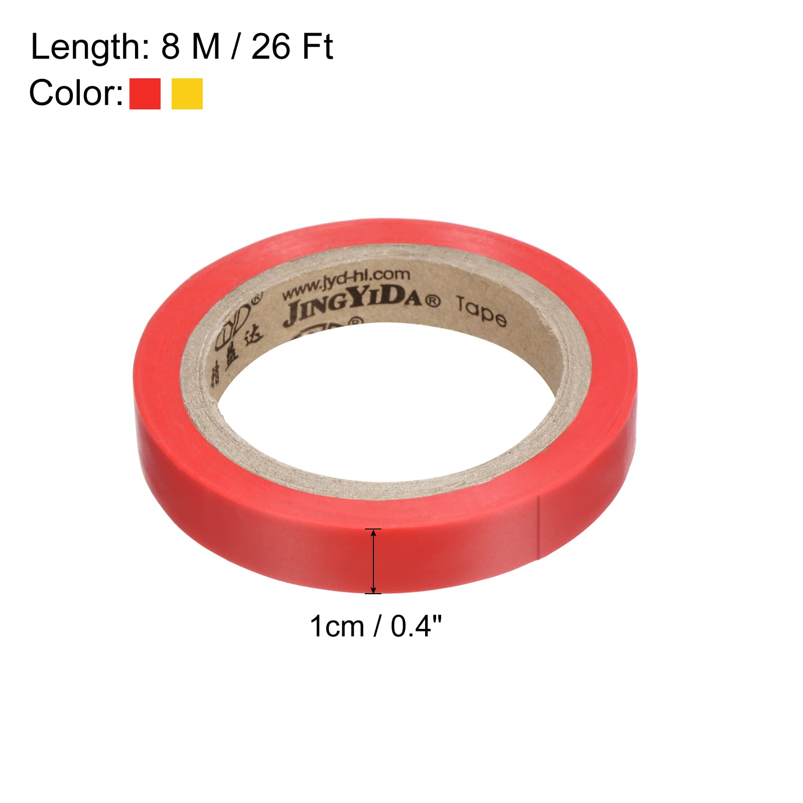 PATIKIL 26Ft Grip Finishing Tape, 2 Pack PVC Racquet Finishing Tapes Racket Accessories Sticky Seal for Tennis Badminton Red/Yellow - Image 2
