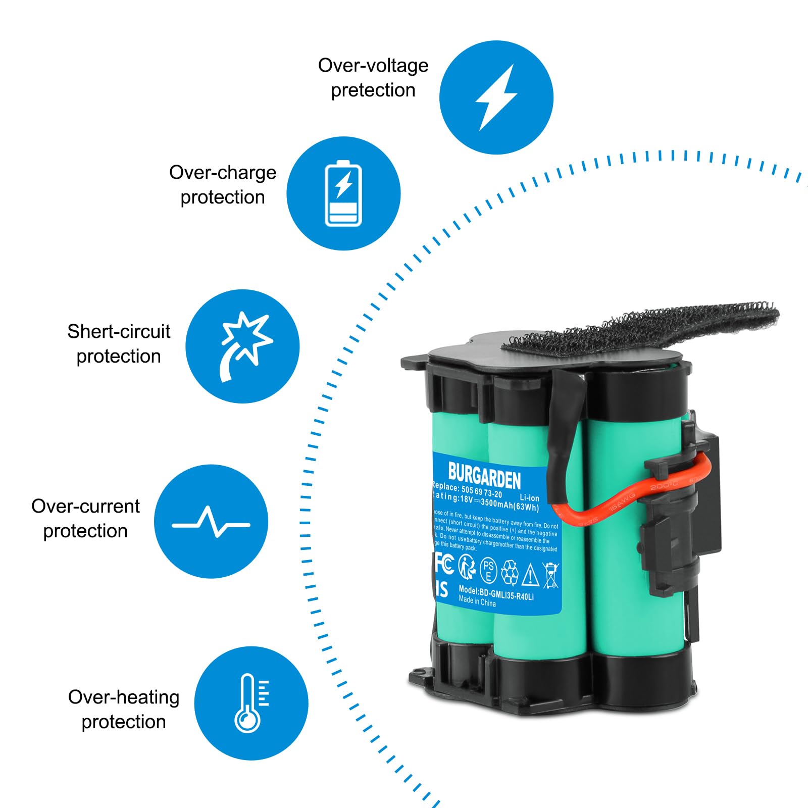 18V 3500mAh Li-ion Batteria per Gardena R40Li R45Li R50Li R70Li R75Li R80Li per Husqvarna Automower 105 305 308 McCulloch ROB R600 R800 R1000 Flymo Robot Rasaerba 1200R