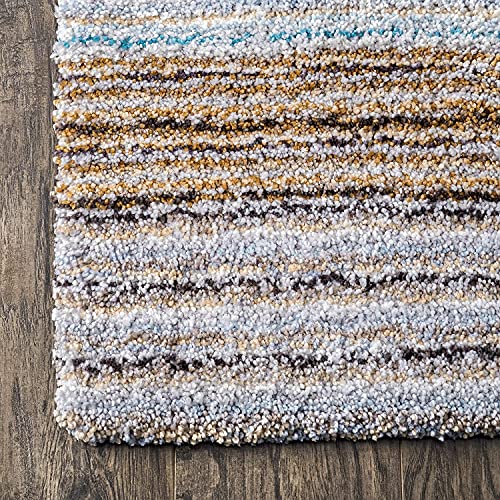 Image of Classie Ombre Pattern Fur Rectangular Carpet, 6X8 Feet, Teal Mixture