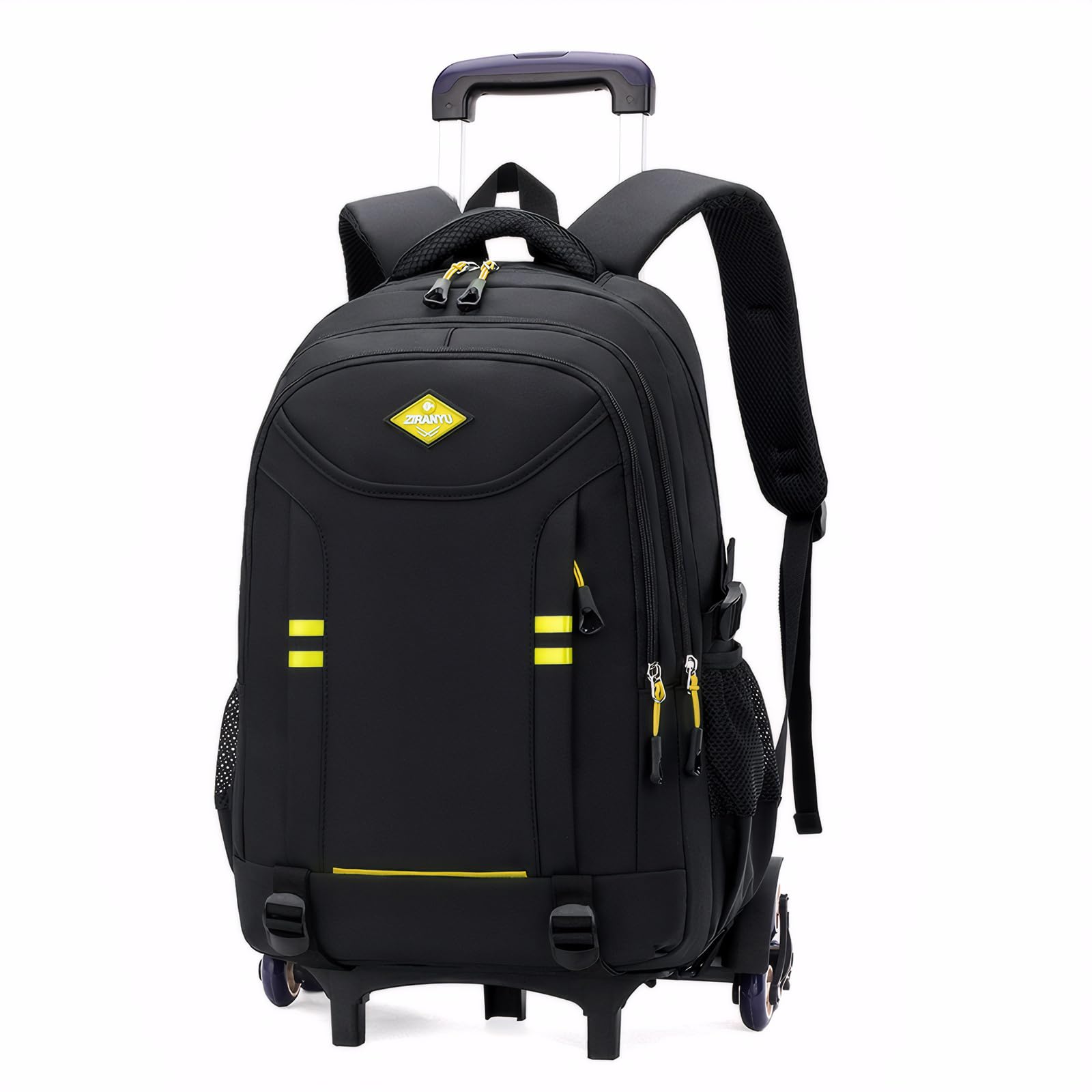 Amythe Mochila con Ruedas para Niños y Adolescentes 9 10 12-18 años | Mochilas Escolares Trolley Gran Capacidad | Carro para Mochilas 6 Ruedas para Viajes y Escuela - Negro