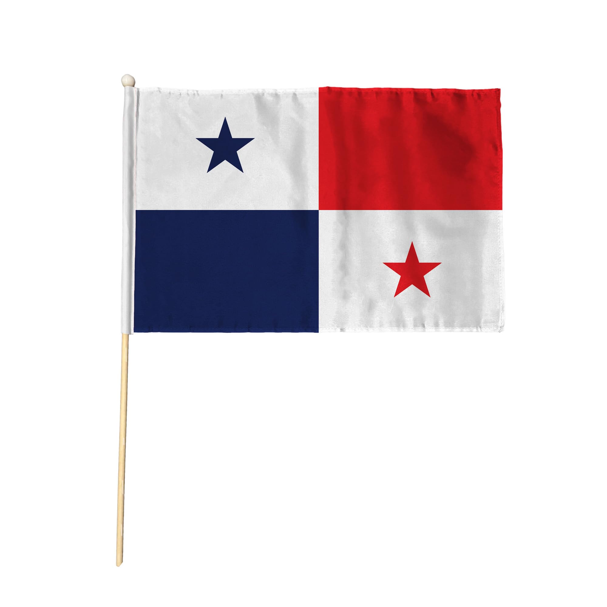 Flagtex Panama Pack of 6 Hand Waving Flag (18x12 Inch Large) - Premium Wooden Stick Hand Flag Big Size Natural Wood Pole Red White Blue Stars Quarters Flag Events
