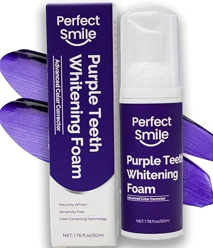 Perfect Smile v34 - Espuma corrector de color, eliminación de manchas de dientes, refuerzo para blanquear los dientes, pasta de dientes morada,