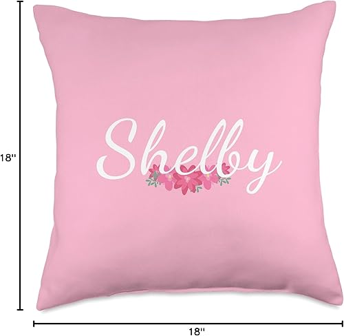Miniatura 4 de Regalos y diseños personalizados Shelby para niñas personalizado Shelby regalo personalizado nombre flores rosa tiro almohada, 18x18, multicolor