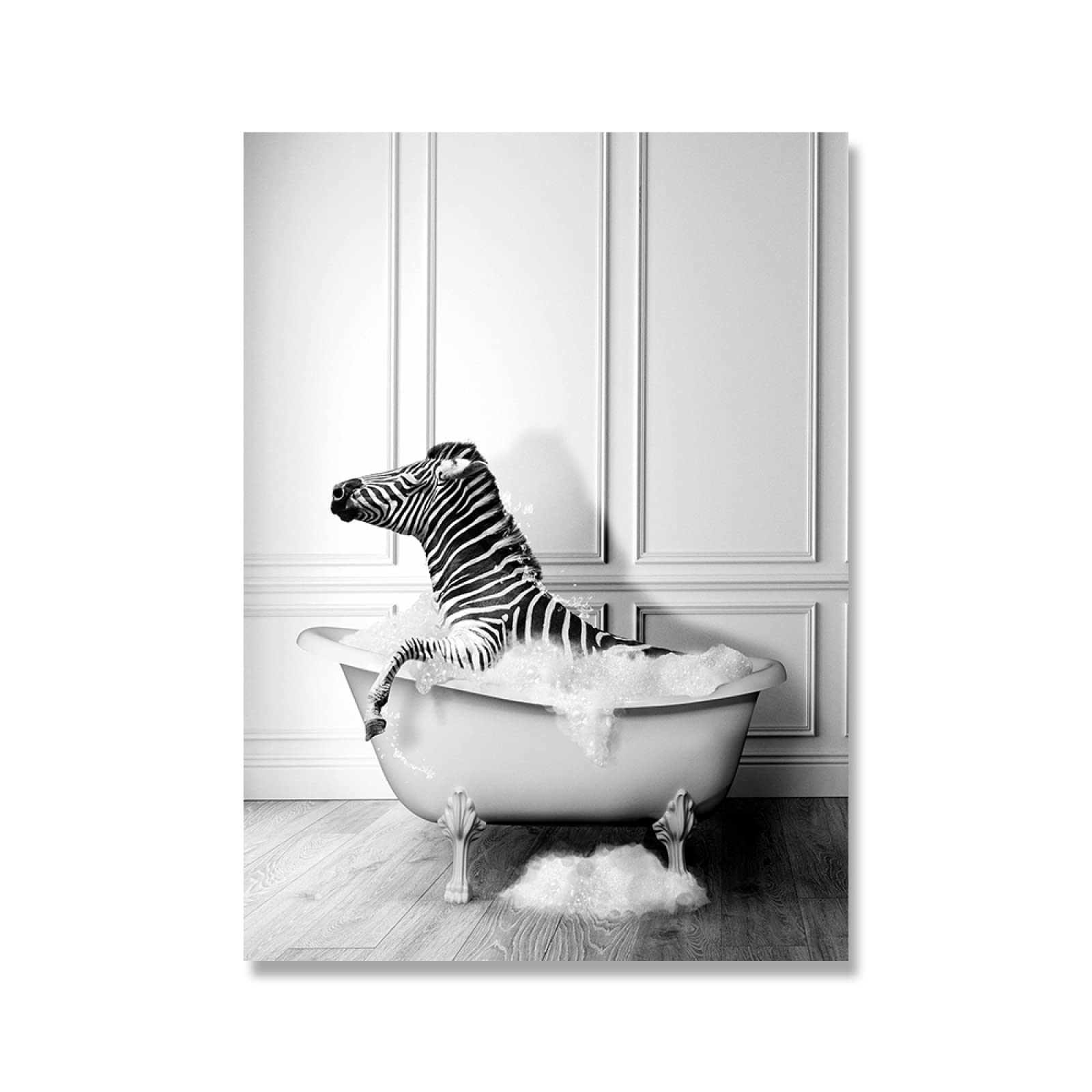 Animal Negro Blanco Pared Arte Impresiones Elefante Cebra PingüInos Jirafa Poster Impresiones Lienzo Pintura Poster NóRdico Cuarto De BañO Hogar Decoracion Sin Marco 20×30cm×4pcs