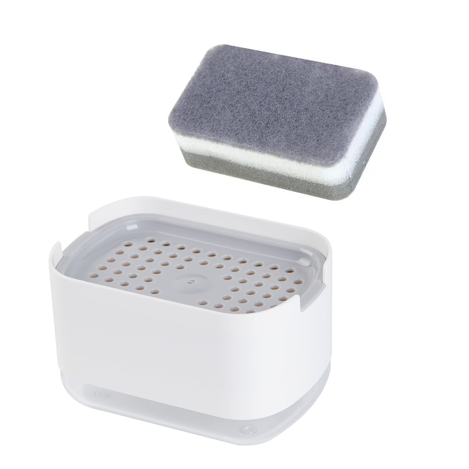 Obsoorth 10oz Dish Soap Dispenser for Kitchen Sink with Sponge Holder Push Down Pump Caddy Tray Container Set Dishwashing Liquid Detergent Organizer