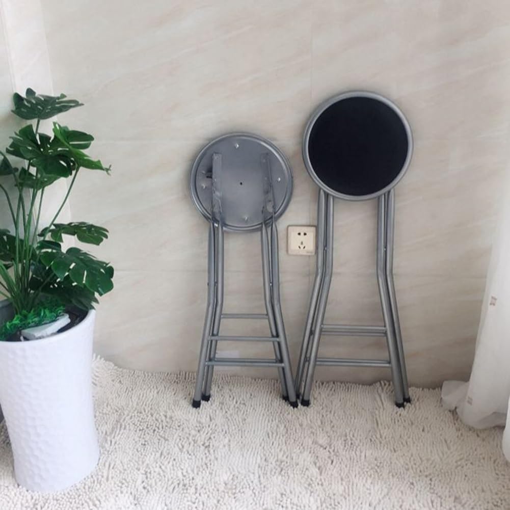Taburete Plegable, Taburete De Bar De 24 Pulgadas De Altura con Capacidad De 120 Kg, Sin Respaldo para Cocina, Camping, Recepción, Black, 60cm/24in
