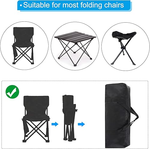 Miniatura 5 de PATIKIL Bolsa de repuesto para silla de campamento de 26 pulgadas, bolsa de lona plegable para viajes, campamento, color negro (26 x 7.8 x 8.7