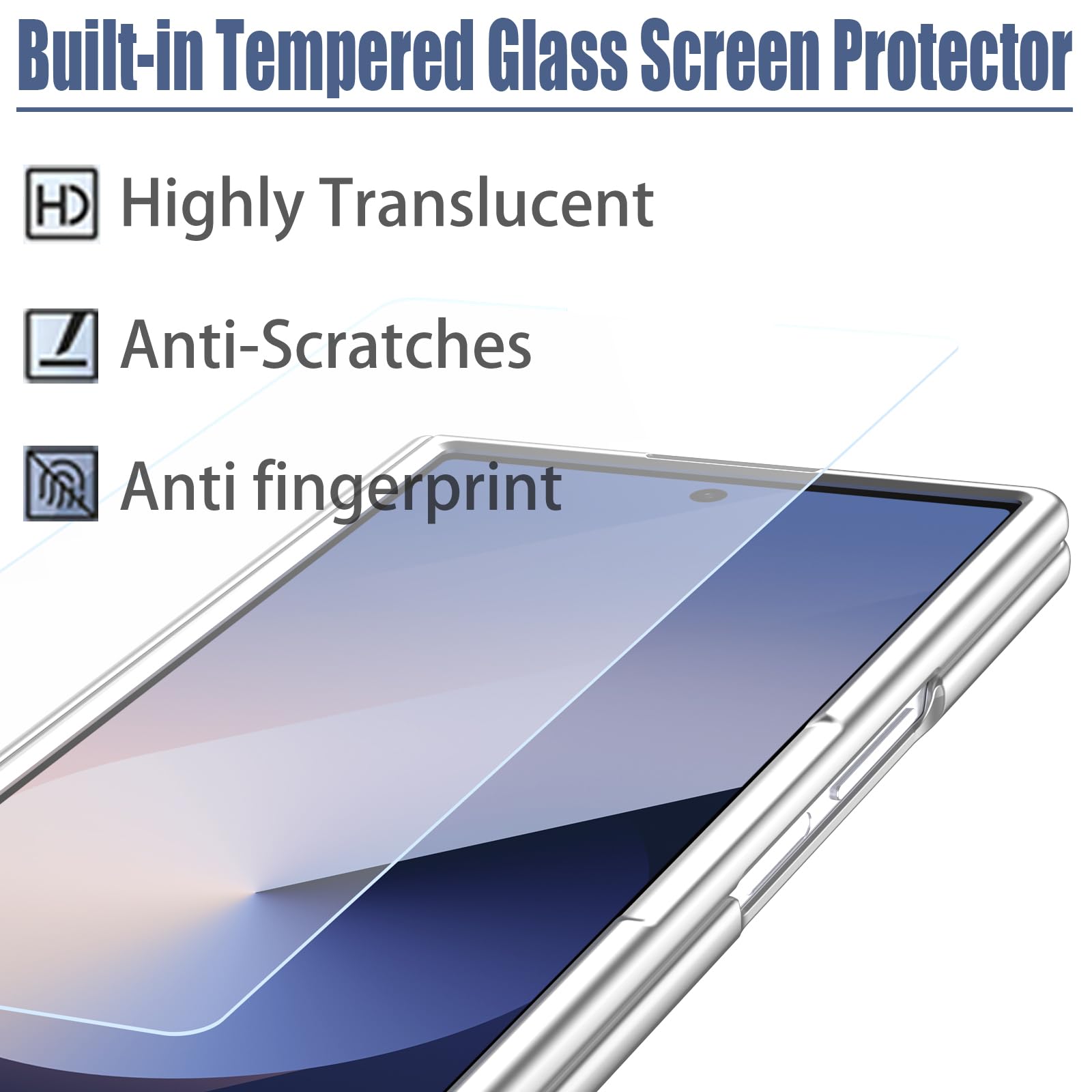 Custodia per Galaxy Z Fold7 con penna stilo, custodia per Fold 7 con protezione per lo schermo + slot per S Pen, custodia in pelle per Samsung Galaxy Z Fold7 con cerniera-Bianco