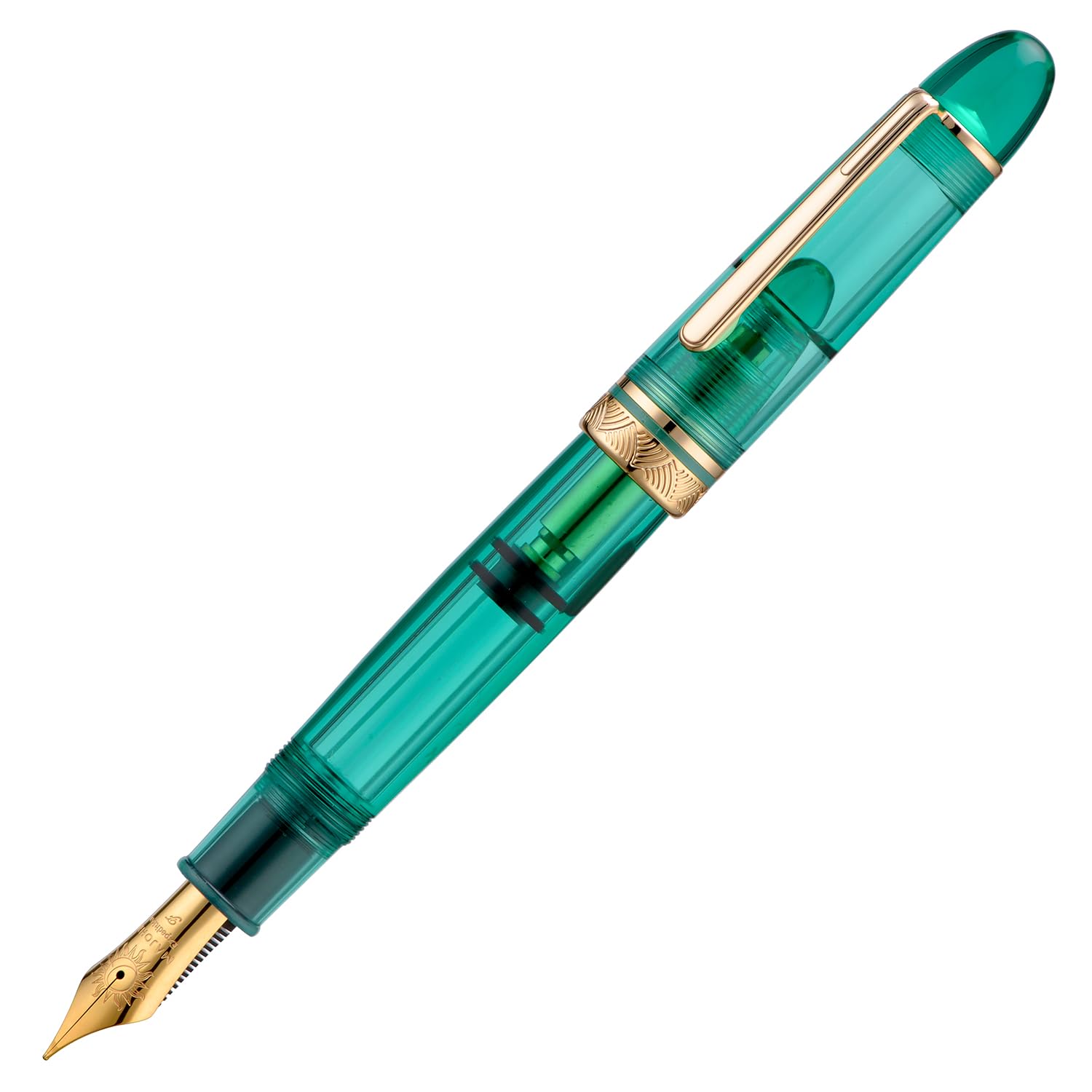 erofa Majohn P140 Pluma de pistón NO.8 Pluma media, gran capacidad Transparente Verde Acrílico Pluma de escritura Regalo con caja