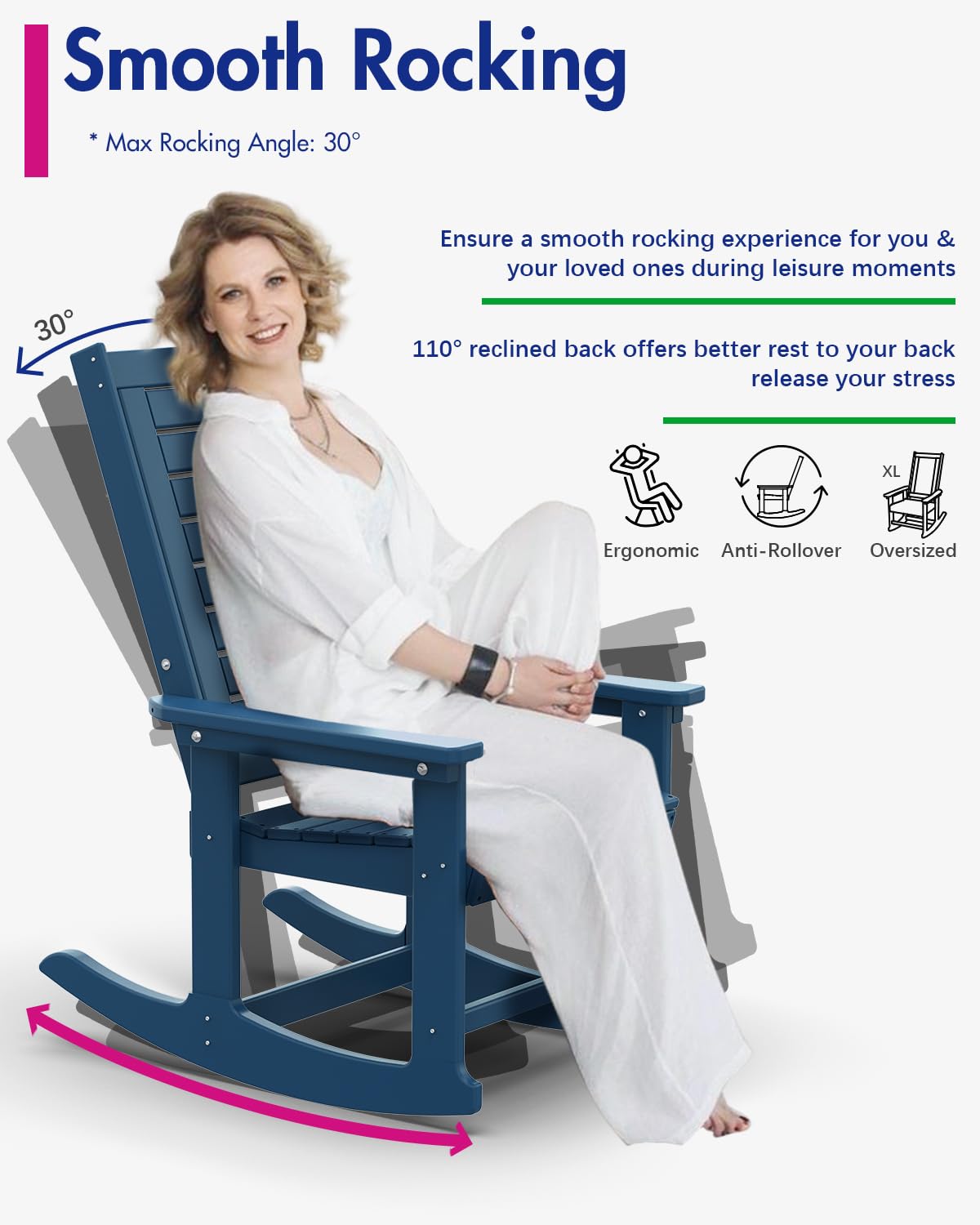 Polywood Outdoor Furniture Outdoor Rocking Chairs Set Of 2, HDPE