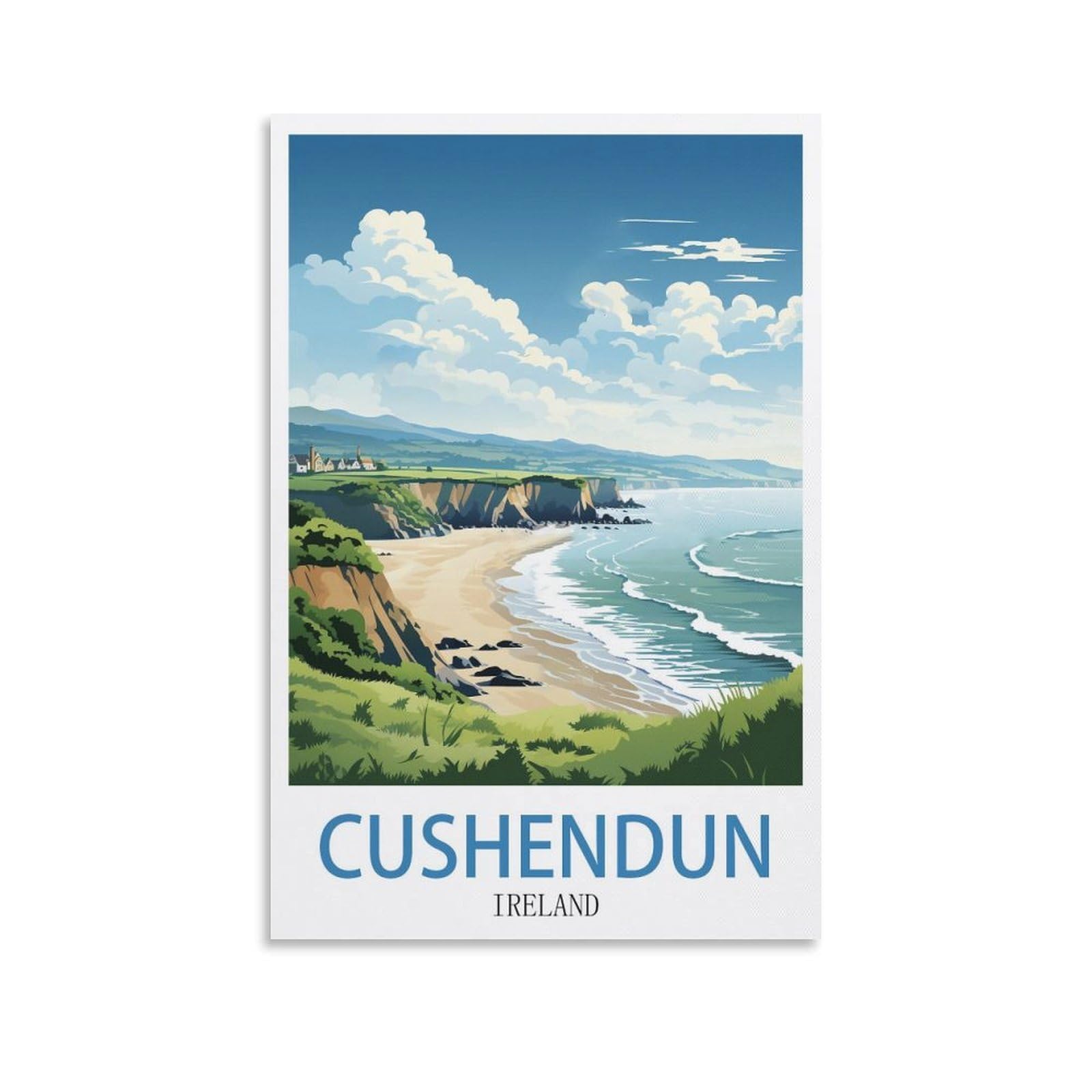 EZMLFA Diamond Painting Kits for Adults,Cushendun Ireland 5D Diamond Painting Kit for Adults Beginners, DIY Full Round Drill Gem Art Kits for Home 40x50cm