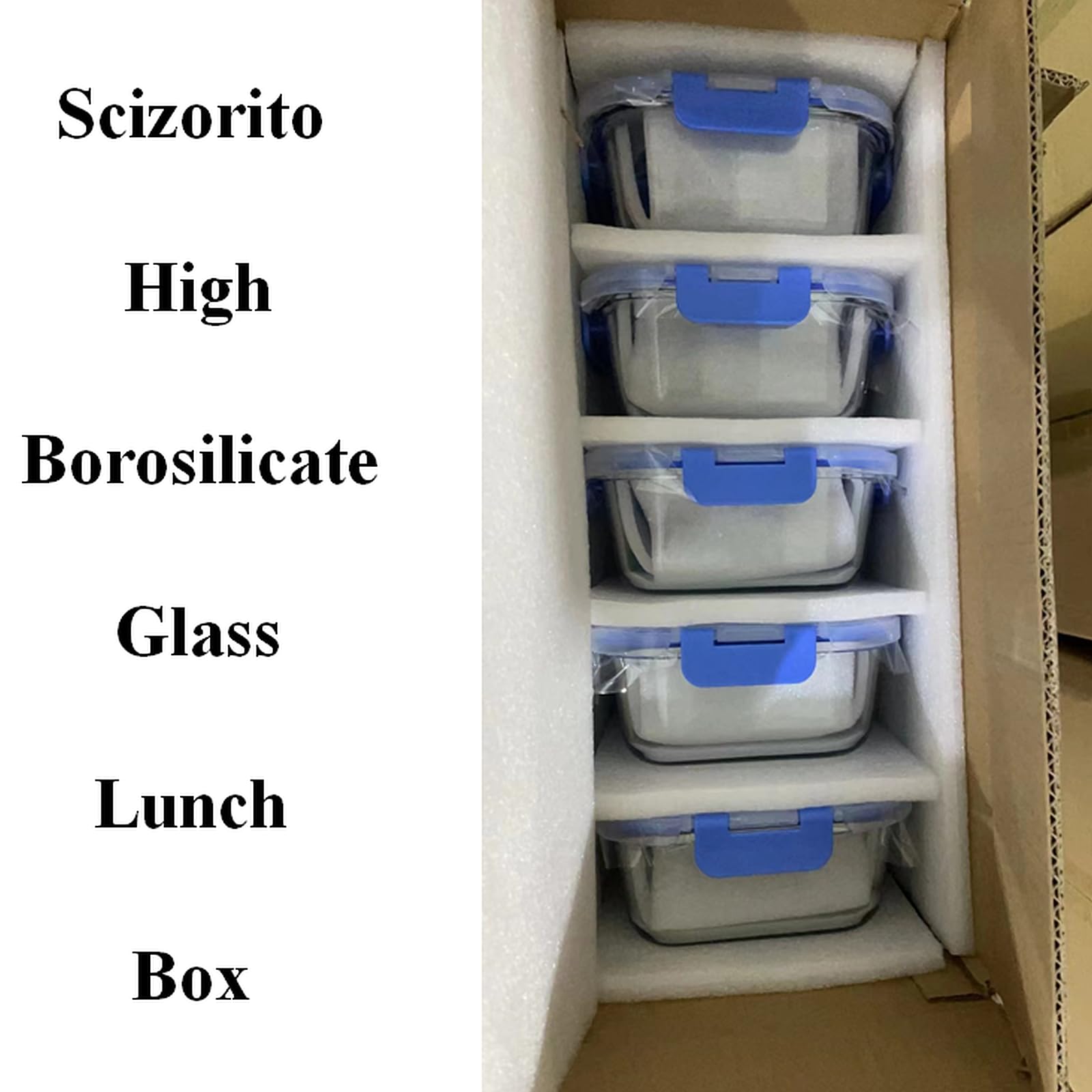 Confezione da 10 contenitori in vetro per la preparazione dei pasti, per pranzo, cibo e frutta, con coperchio, contenitori per il pranzo in vetro per cucina (10 blu)
