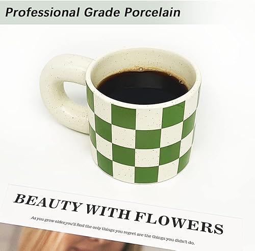 Miniatura 4 de Taza de café de cerámica, taza de té con mango redondo de porcelana, apta para lavavajillas y microondas para decorar, 12 onzas, moderna, sencilla,