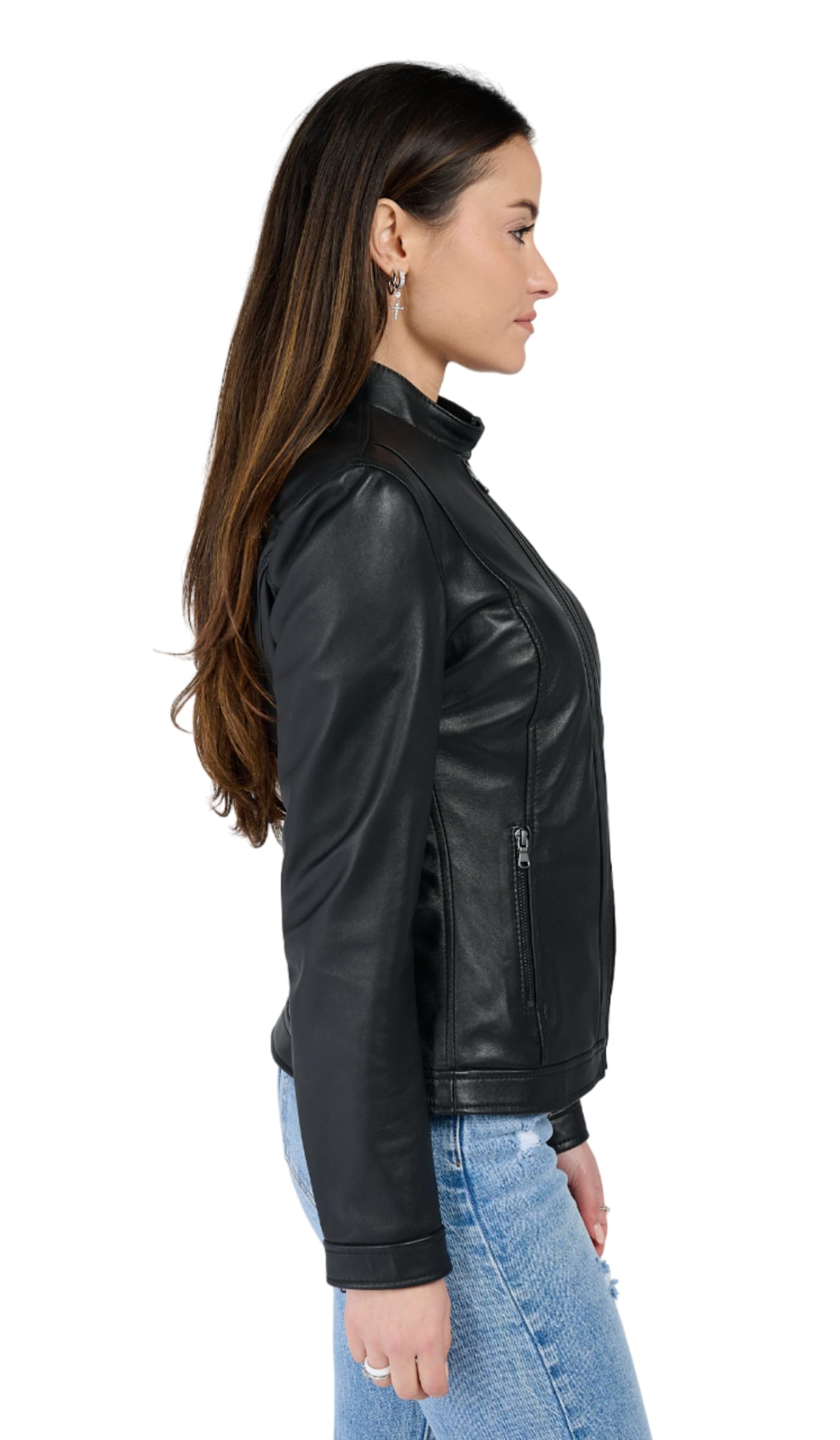 BARONE Giacca pelle donna, giubbotto donna in vera pelle foderato, Giubbotto pelle donna Made in Italy VIOLA
