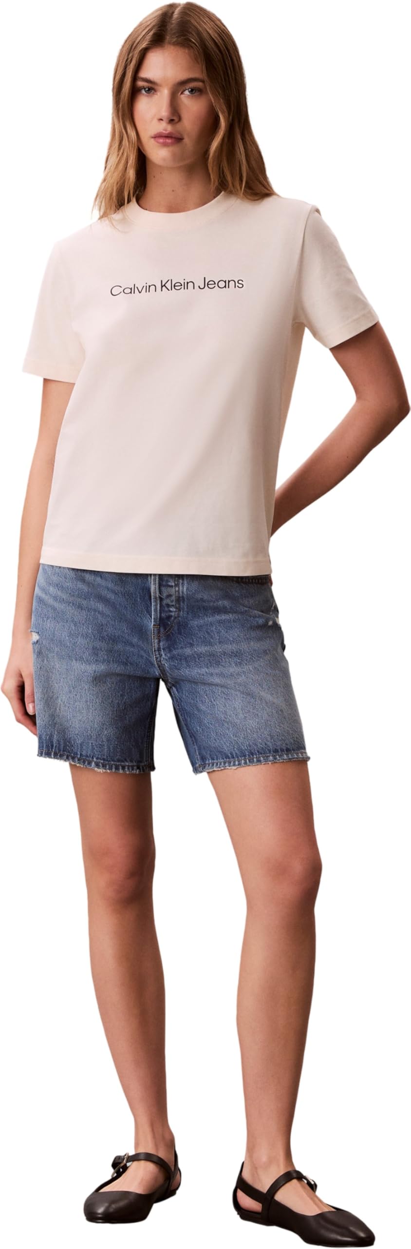 Calvin Klein T-Shirt Manches Courtes Femme Logo Classic Regular Fit