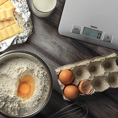 Duronic Ks1009 Super Slim Sleek Design Digital Display 5 Kg / 11 Lb Electronic Kitchen Scales - With Glossy Brushed Chrome Stainless Steel Surface And 2 Years Free Warranty #TOP2