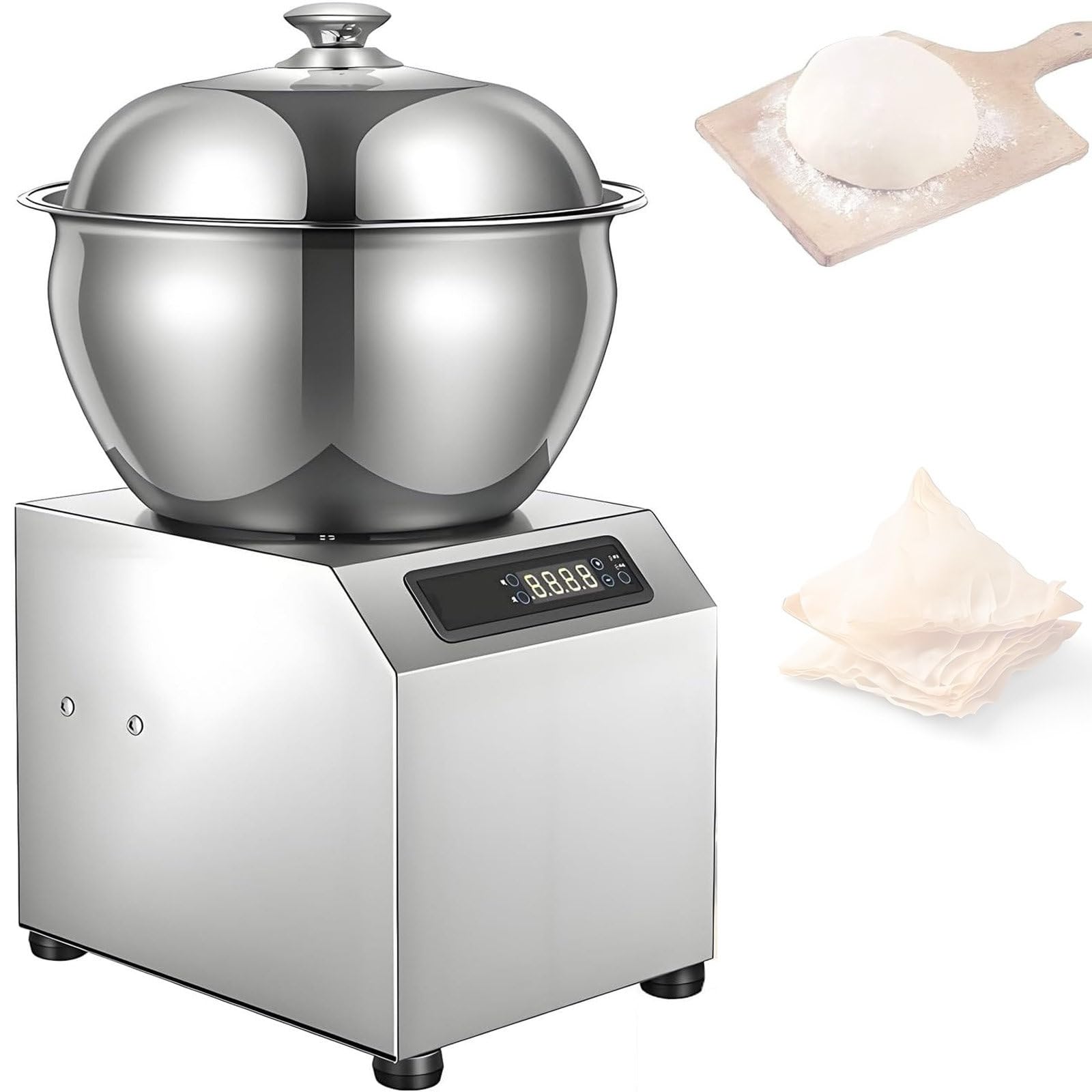 Mehlmischer 5/8kg für Zuhause, Heizung Verbessert, Zweifach-Geschwindigkeits- & Timer-Steuerung, 304 Edelstahlschüssel, Ideal für Hobby-Köchen & Keks- & Kuchenzubereitung 8L
