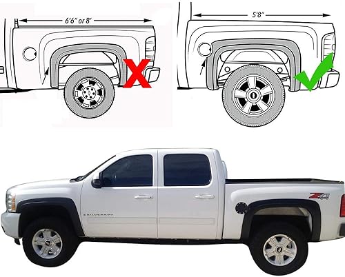 Miniatura 9 de GRAND ORANGE Fender Flares - Cama corta de 5.8 pies, estilo de fábrica, compatible con Chevy Silverado 1500 Crew Cab 2007-2013 con cama de 69.3