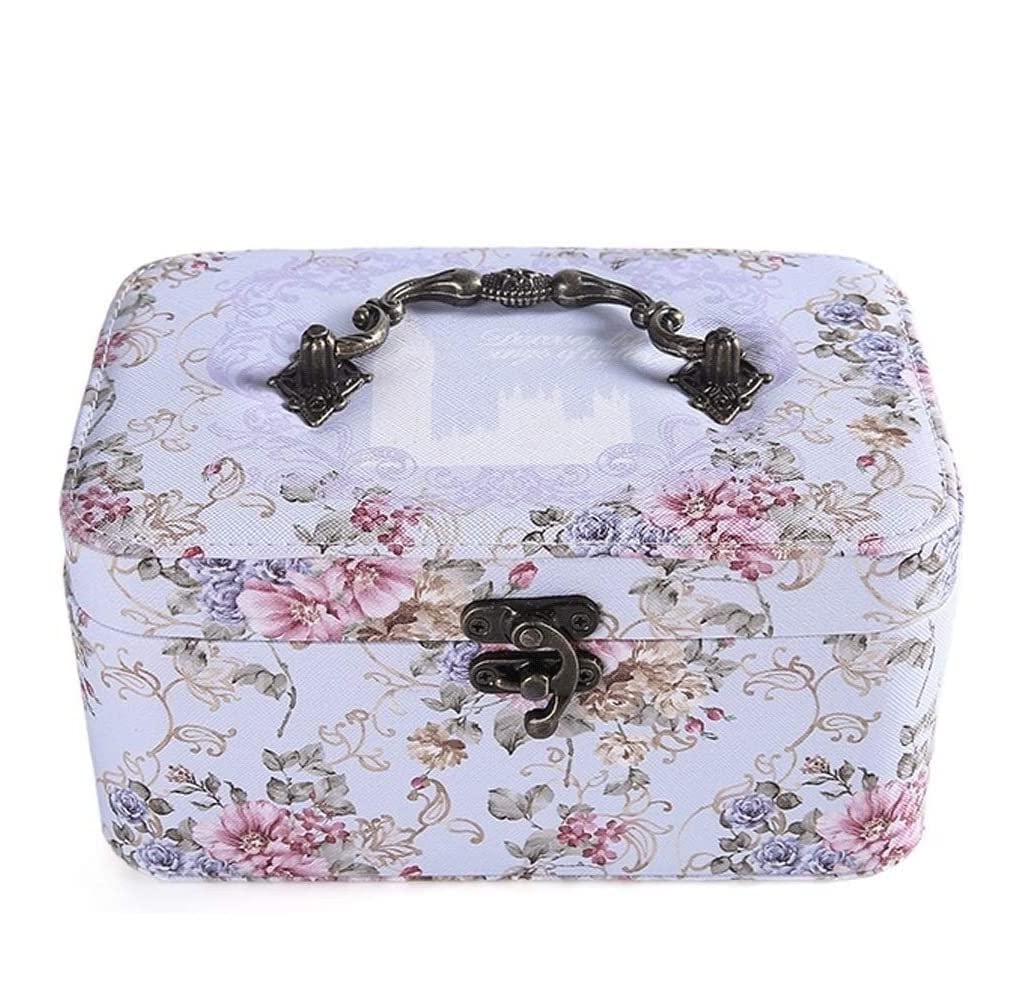 CVdrtyED Box For Women 2 Layer Leather Elegant Retro Travel Jewelry Organizer Storage Case Holder Women Jewellery(B)