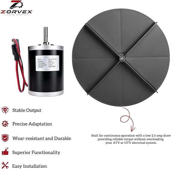 12V Salt Spreader Motor and 8 Spinner Disk Kit Compatible with Buyers SaltDogg 3000966 3013824, ATVS15A UTVS16 ATVS15 Tailgate Spreader, 18W 900RPM 2.5A for Snow/Ice Winter Salting