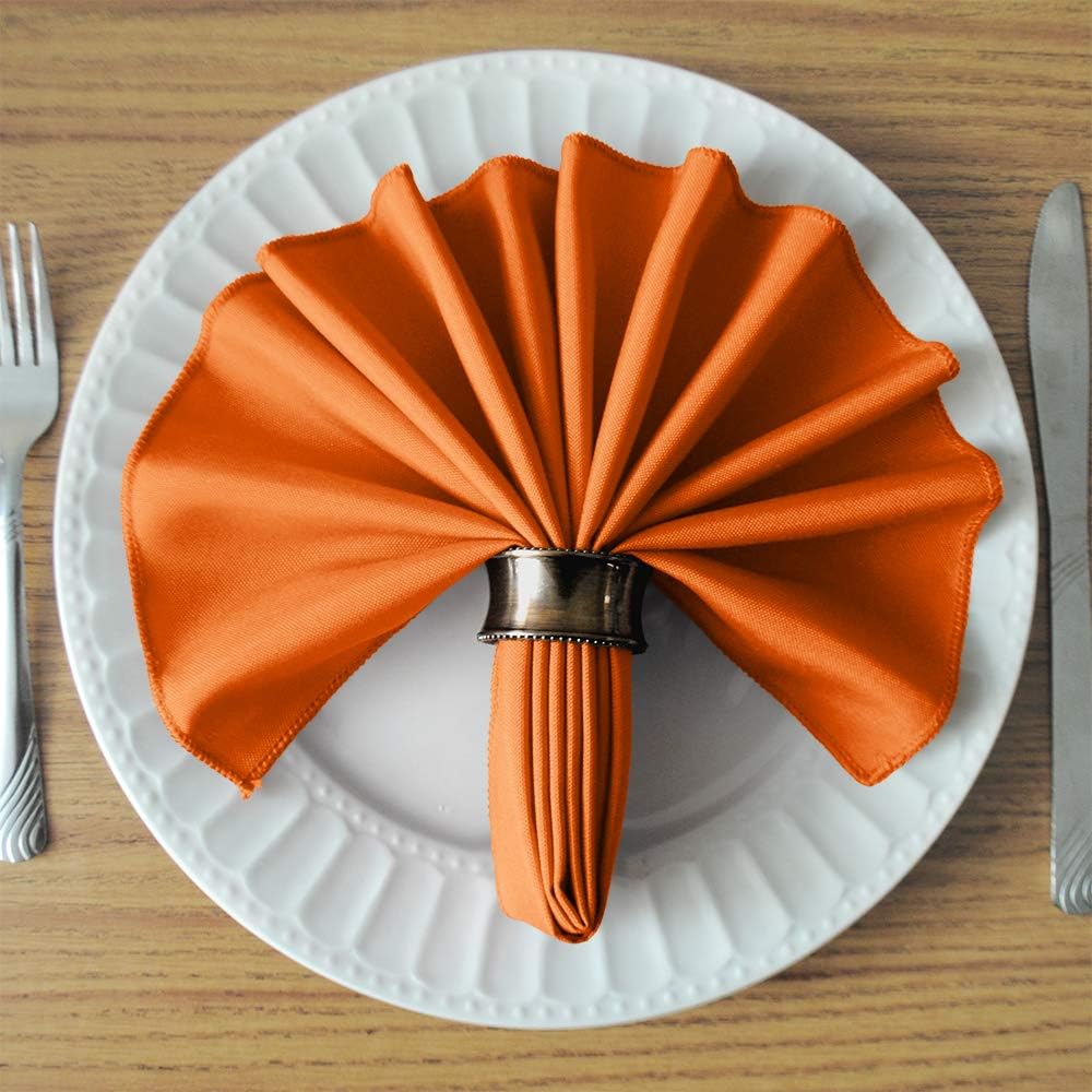 TableLinensforLess 17x17 Inch Polyester Cloth Napkins, Set of 12 (Pumpkin Orange) : Home & Kitchen