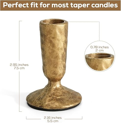 Miniatura 3 de Juego de 2 candelabros de latón antiguo hechos a mano de hierro fundido para bodas, mesa de comedor, centro de mesa, fiestas, atemporal, vintage,